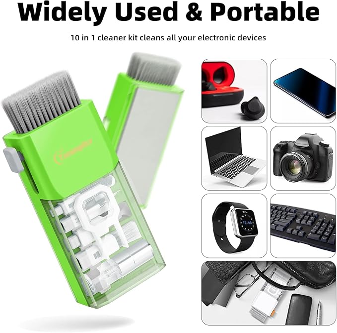 Laptop Screen Keyboard Cleaner Kit, All in 1 Electronics Cleaning Tool for MacBook iPad iPhone Pro Cell Phone, Brush Tool for Tablet, Computer, PC Monitor,TV Camera Lens with Patent, Green