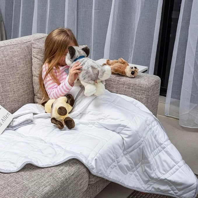 Aricove Weighted Blanket for Kids and Adults, 5 lbs, Small Weighted Blanket for Travel/Home, Soft Bamboo Viscose, 36x48 inches, Machine Washable, White