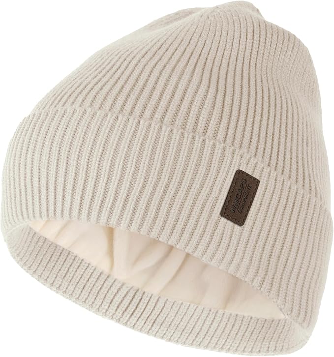 Wmcaps Winter Beanie for Men Women, Fleece Lined Beanie Soft Warm Knit Hat Ski Stocking Cuffed Cap