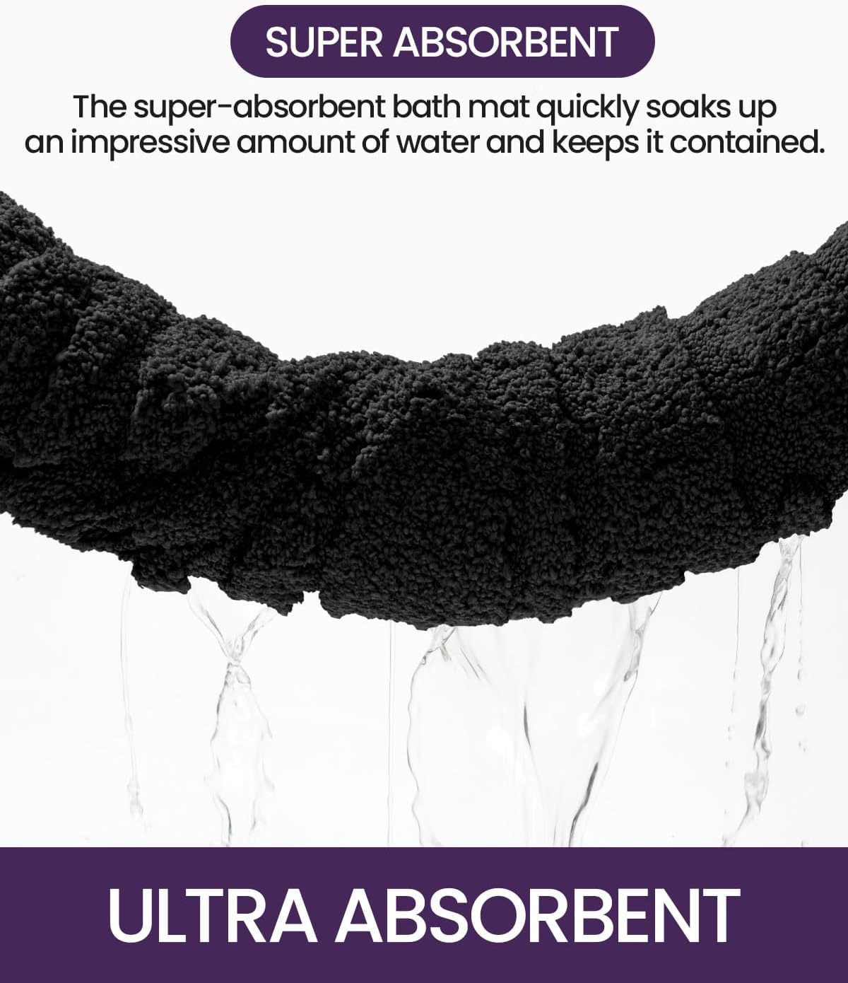 DEXI Bathroom Rugs 24x43, Extra Soft Absorbent Bath Mat, Non Slip Bathmat for Bathroom Floor, Machine Washable Rugs for Shower Floor, Black