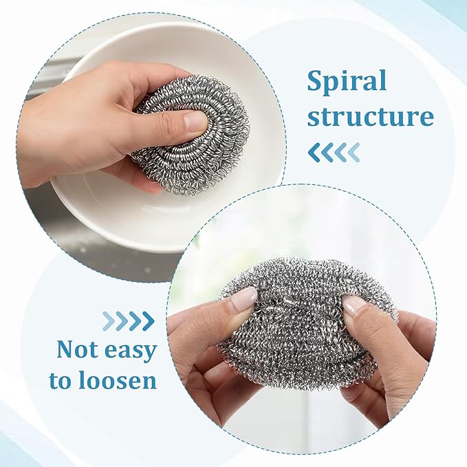 SHENLIU 100 Pieces Stainless Steel Scrubber Bulk, 15 Gram Metal Scourers Scourers Steel Wool Scrubbers for Cleaning Kitchen Bathroom Household and More