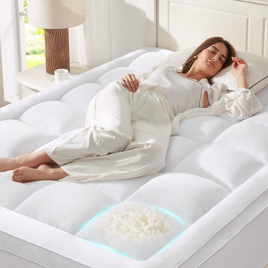 Anluoer Twin Mattress Topper, Memory Foam Pillow Top Mattress Topper for Back Pain, Extra Thick Breathable Mattress Pad with 8-21" Deep Pocket, 39x75 Inches, White