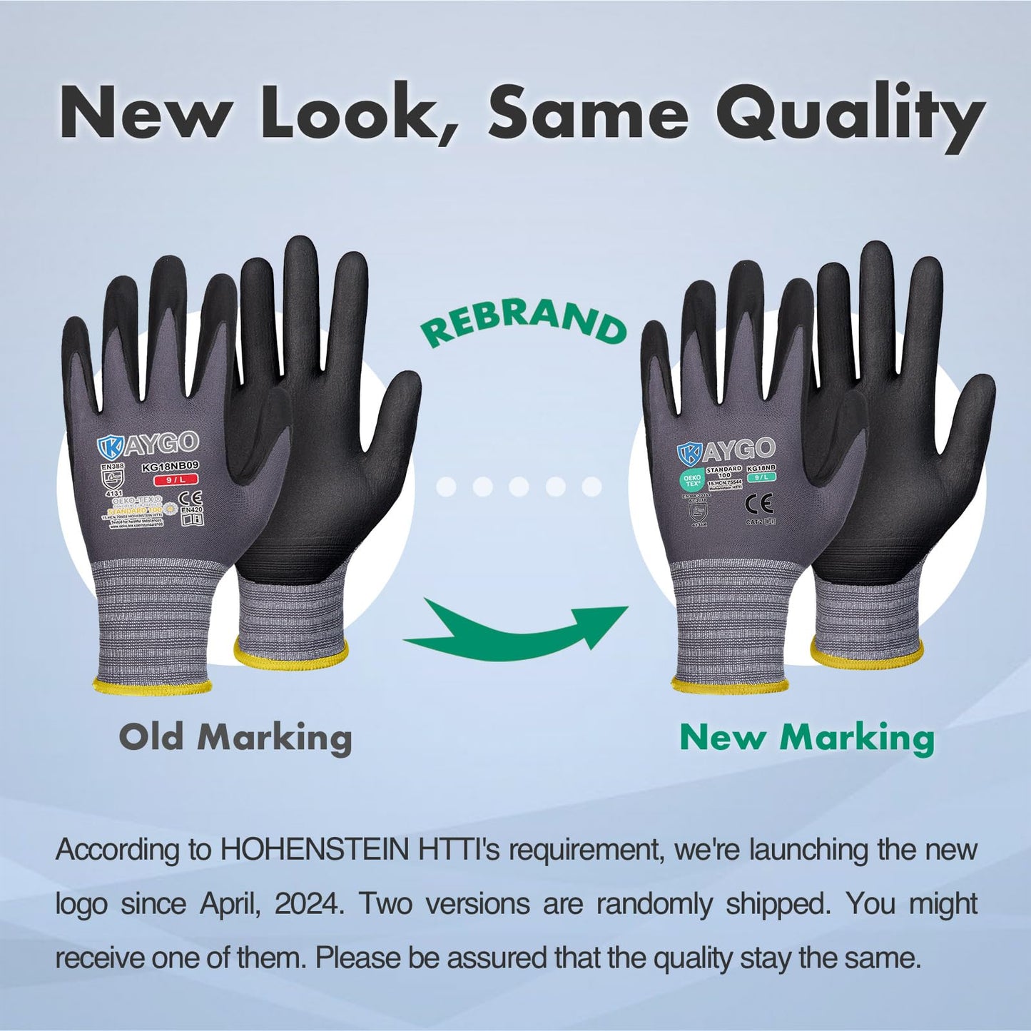 KAYGO Safety Work Gloves MicroFoam Nitrile Coated, 3 Pairs KG18NB,Seamless Knit Nylon Glove for Men and Women, Ideal for Automotive,Warehouse,Construction (Large,Gray)