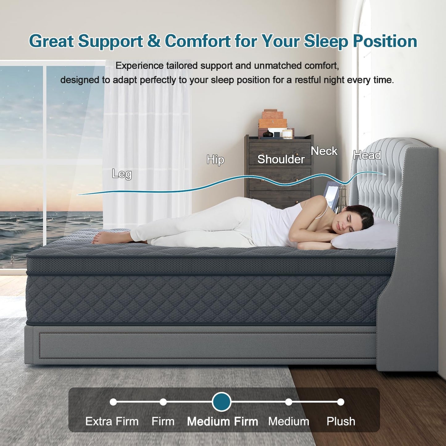 Twin Hybrid Mattress, 10 Inch Medium Mattress Euro Top for Back & Lumbar Support, Individual Pocket Spring Bed for Motion Isolation & Pressure Relief