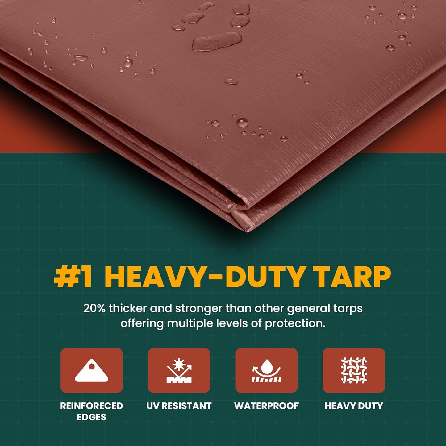 Tarp Cover Blue, 2-Pack Heavy Duty Waterproof, Great for Tarpaulin Canopy Tent, Boat, RV Or Pool Cover!!! (10X12, Heavy Duty)