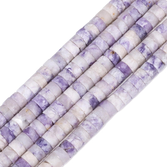 NITOPUPU 150Pcs 4×2mm Natural Purple Jade Spacer Stone Beads for Jewelry Making Supplies, Loose Semi Flat Round Gemstone Tube Beads for Bracelets DIY Crafts