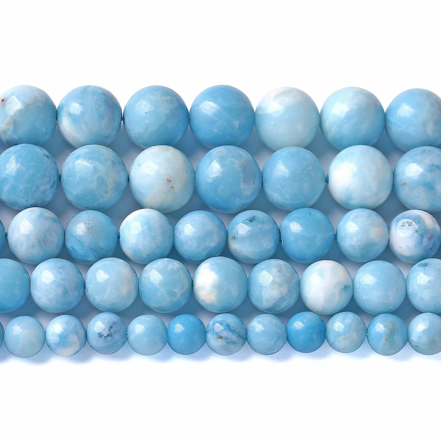 8MM 45PCS Natural Blue Larimar Gemstone Crystal Beads for Jewelry Making DIY Bracelet