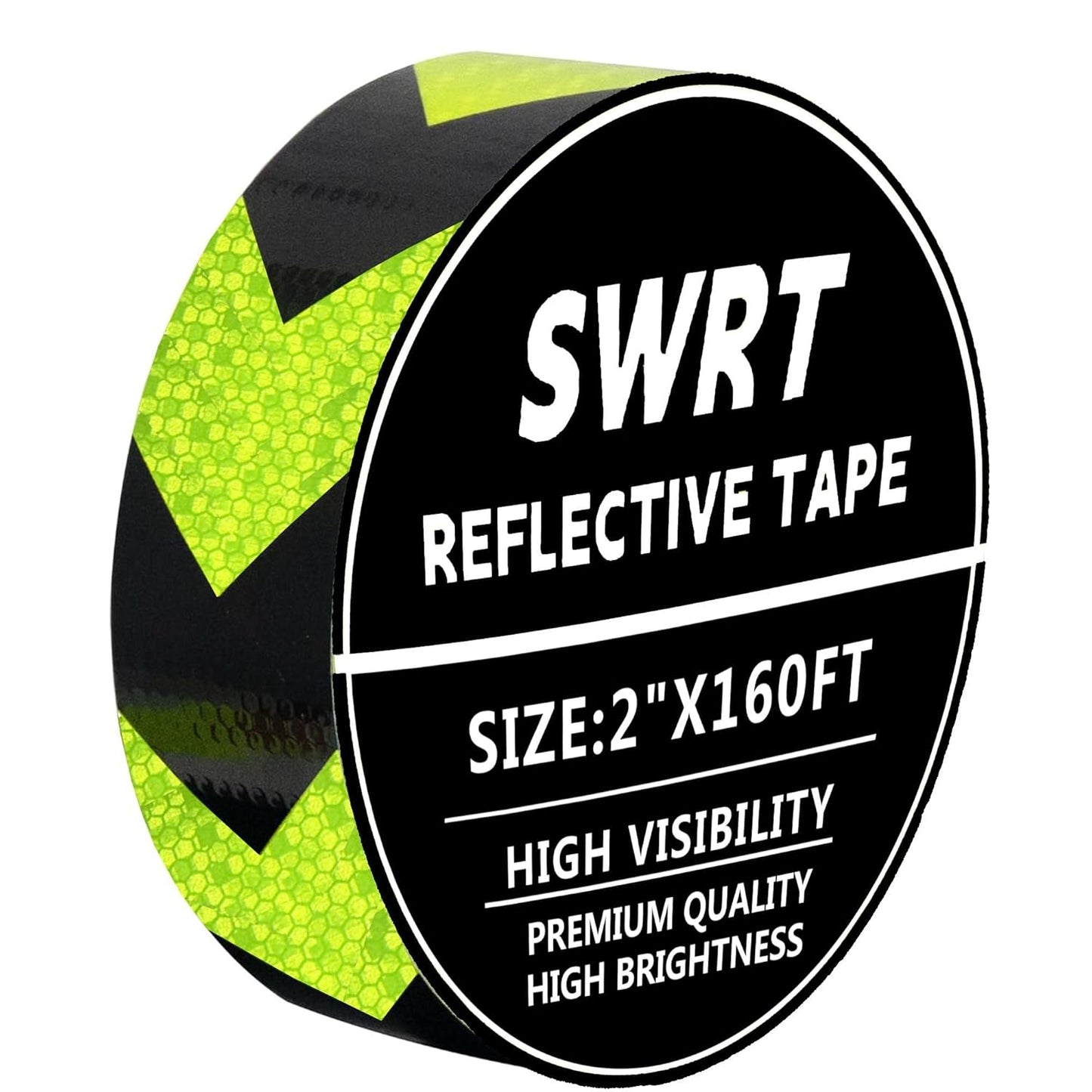 SWRT 2 Inch X 160 FT Reflective Tape Outdoor Waterproof Black & Green Reflective Tape Heavy Duty Strong Adhesive Hazard Caution Safety Warning Tape Reflector Conspicuity Tape for Trailer