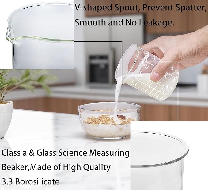 Ackers Etching Scale Glass Measuring Cup Set, Includes 1/2-Cup, 1-Cup, and 2-Cup Liquid Measuring Cups, Dishwasher, Freezer, Microwave, and Preheated Oven Safe, Essential Kitchen Tools