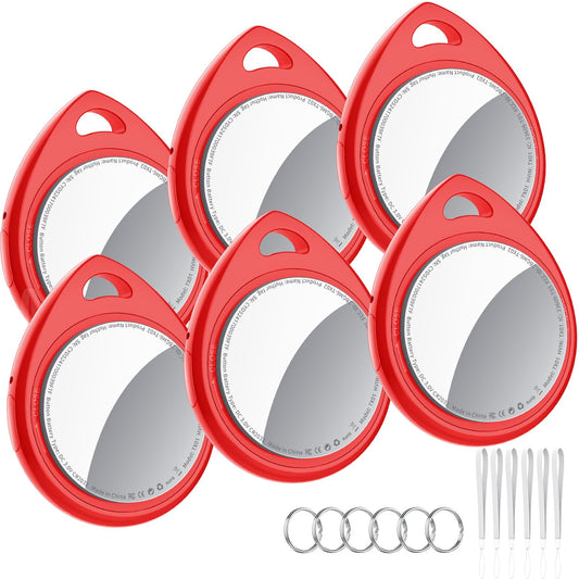 Air Tracker Tags 6 Pack Red, 5.3 Bluetooth Tracker Work with Apple Find My (iOS Only), 100dB Sound, Smart Tag with Keychain/Lany