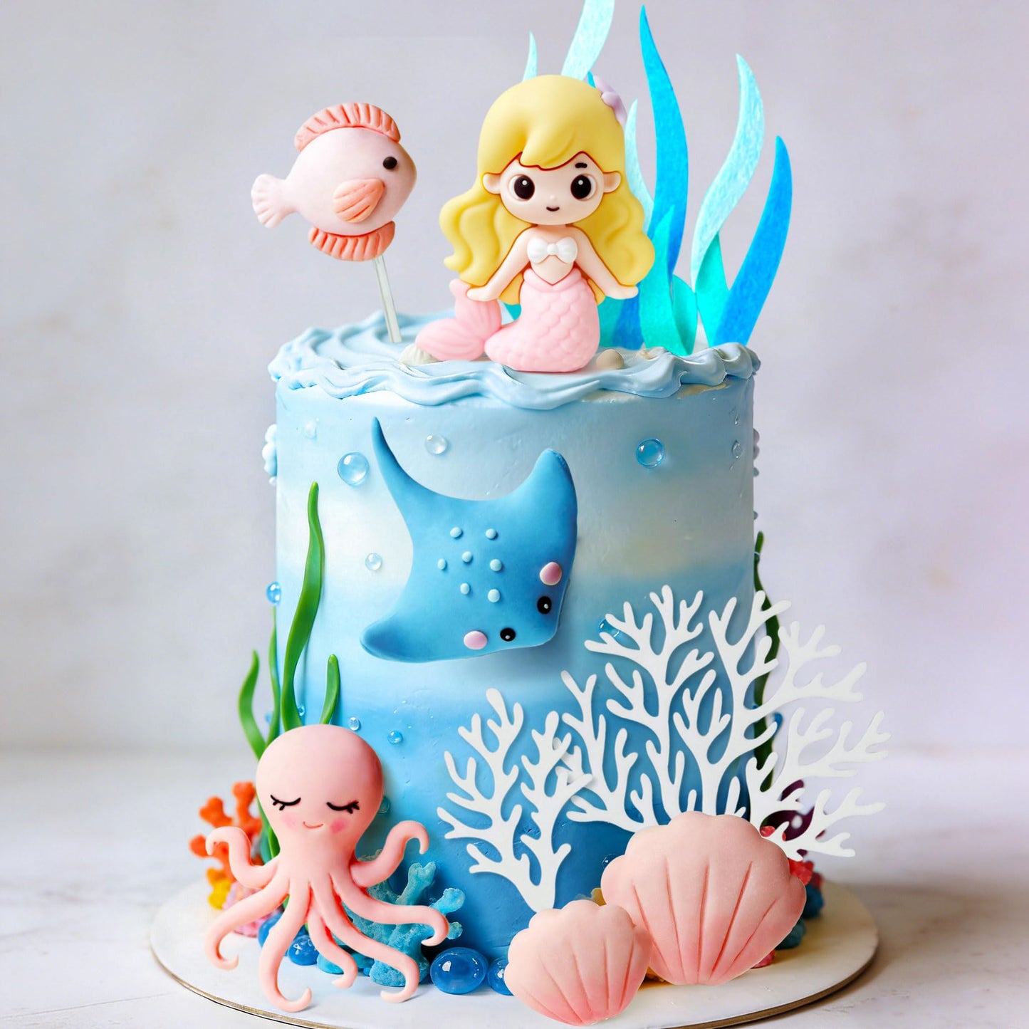Under the Sea Ocean Birthday Cake Decorations Sea Ocean Party Favor Supplies for Sea Ocean Theme Baby Shower Birthday Party