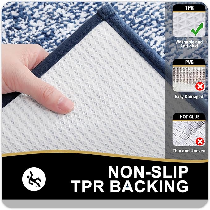 OLANLY Bathroom Rugs 30x20, Extra Soft and Absorbent Microfiber Bath Mat, Non-Slip, Machine Washable, Quick Dry Shaggy Bath Carpet, Suitable for Bathroom Floor, Tub, Shower (Medium, Navy)