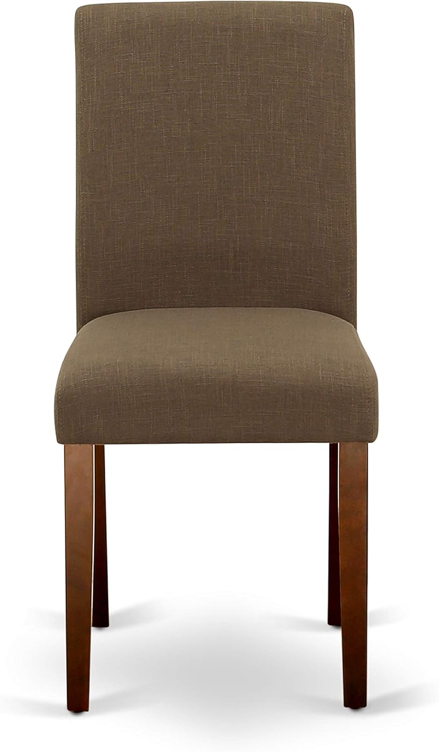 East West Furniture ANAB3-MAH-18 3 Piece Modern Dining Table Set Contains a Round Kitchen Table with Pedestal and 2 Coffee Linen Fabric Parson Dining Chairs, 36x36 Inch, Mahogany