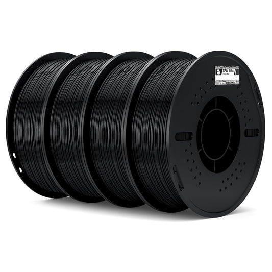 ELEGOO TPU Filament 1.75mm Black 4KG, 95A Flexible Soft 3D Printing Filament 4pcs 1KG Spool(2.2lbs) Fits for Most FDM 3D Printer