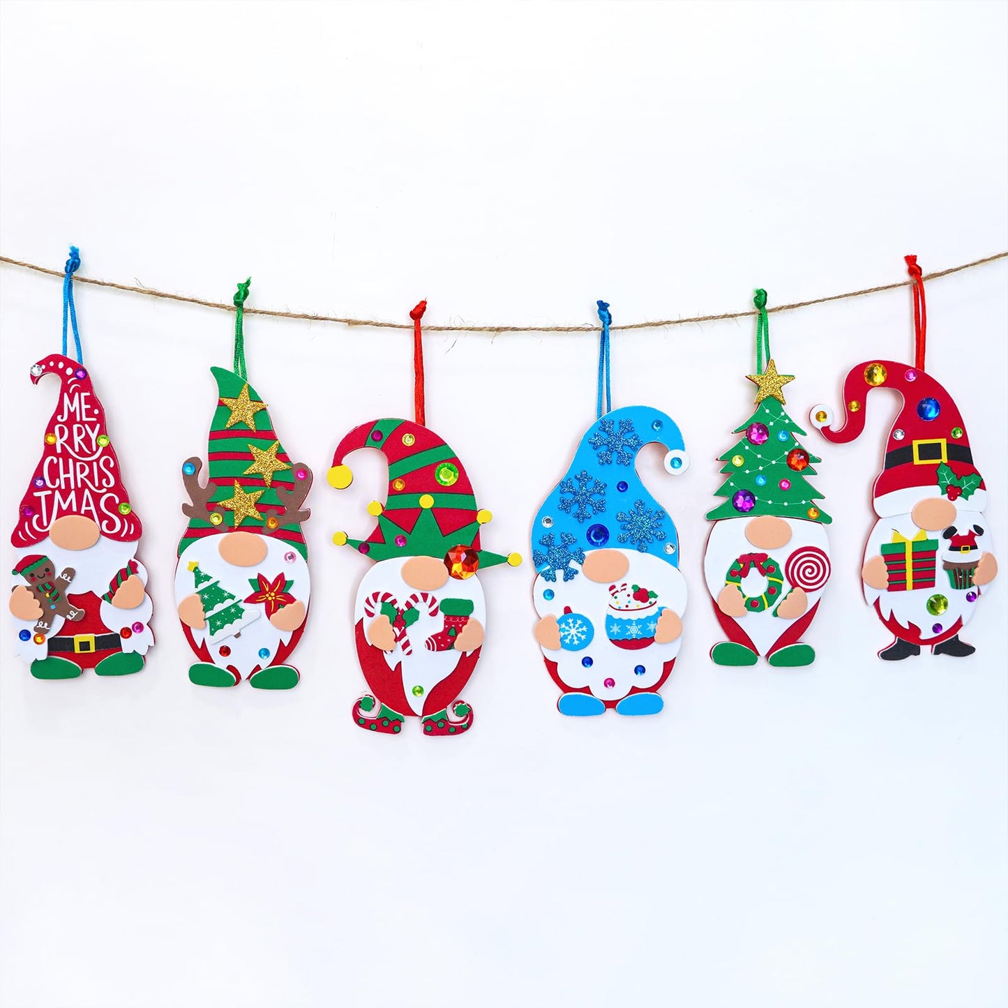 Winlyn 24 Sets Christmas Craft Kits - Winter Crafts DIY Gnome Ornaments & Decorations Art Sets with Foam Stickers for Kids Holiday Seasonal Home & Classroom Activities Party Favors