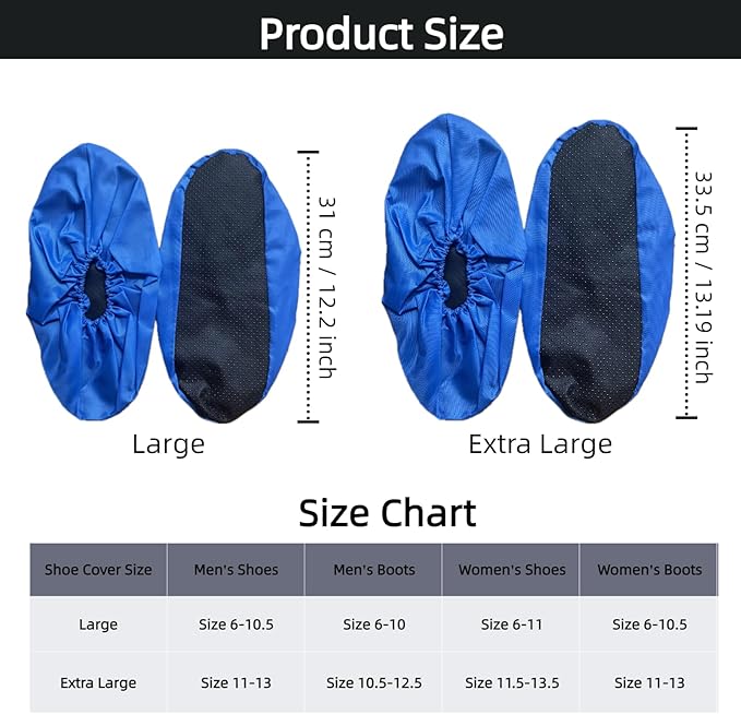 10 Pairs Washable Reusable Shoe Covers Light Weight Boot Covers Anti Slip Dustproof Booties For Indoor Household Office Laboratory (Multicolor, Large)