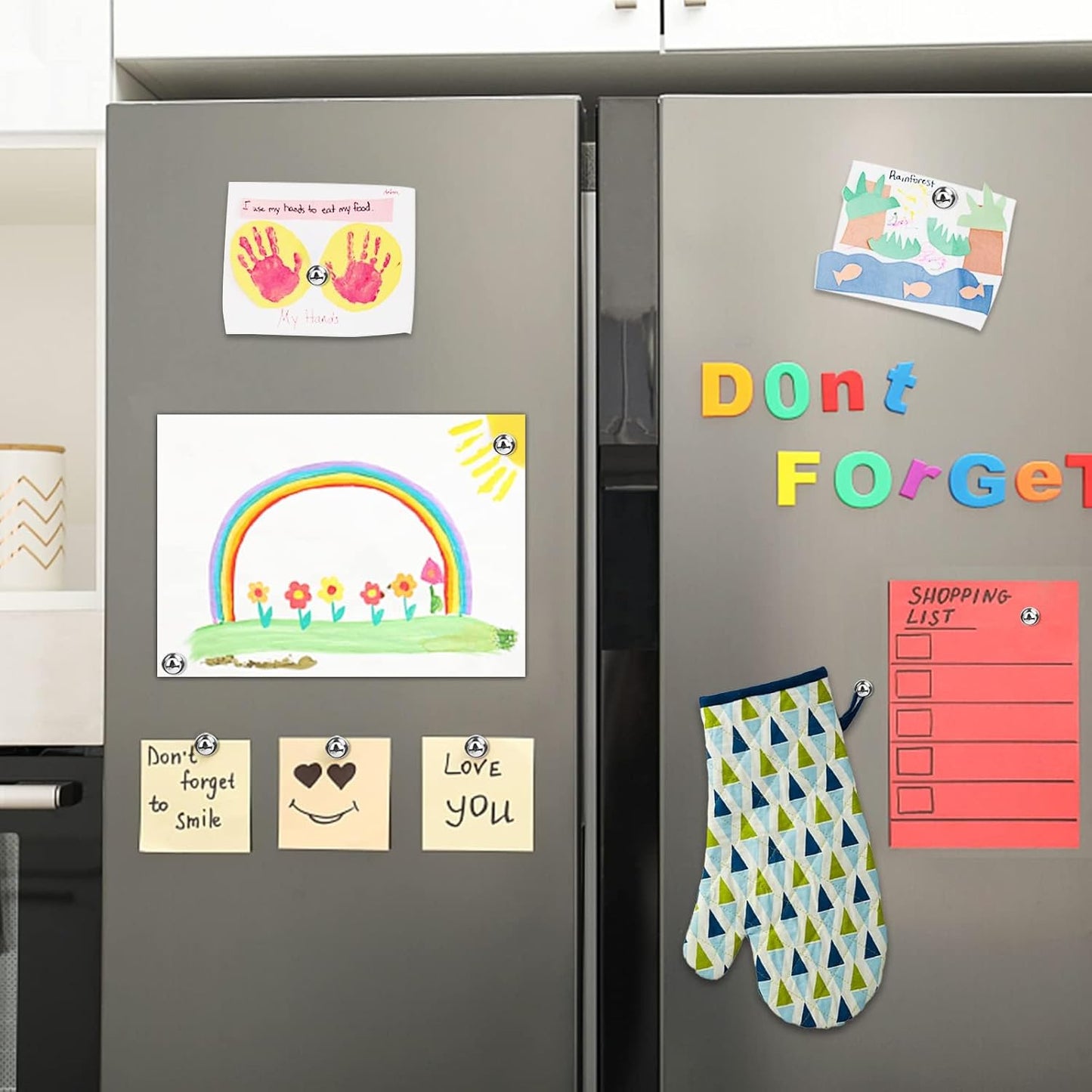 LOVIMAG Fridge Magnets 20Pcs Refrigerator Whiteboard Small Strong Magnet Classroom Kitchen Accessories Decorative Locker Set Decor Must Haves Office Calendar Refrigerador Magnetic Cute Crafts Silver