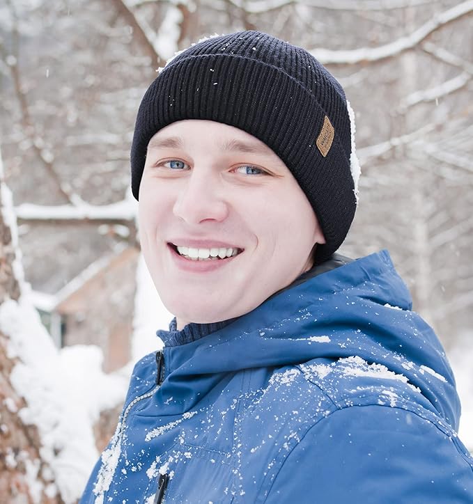 Wmcaps Winter Beanie for Men Women, Fleece Lined Beanie Soft Warm Knit Hat Ski Stocking Cuffed Cap