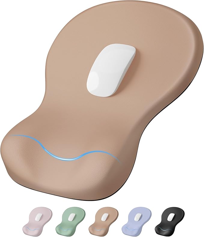 Ergonomic Mouse Pad with Wrist Rest, Mousepad with Wrist Support, Non-Slip Hard Base Mouse Pads, Portable for Office/Home/Travel Work(Coffee)