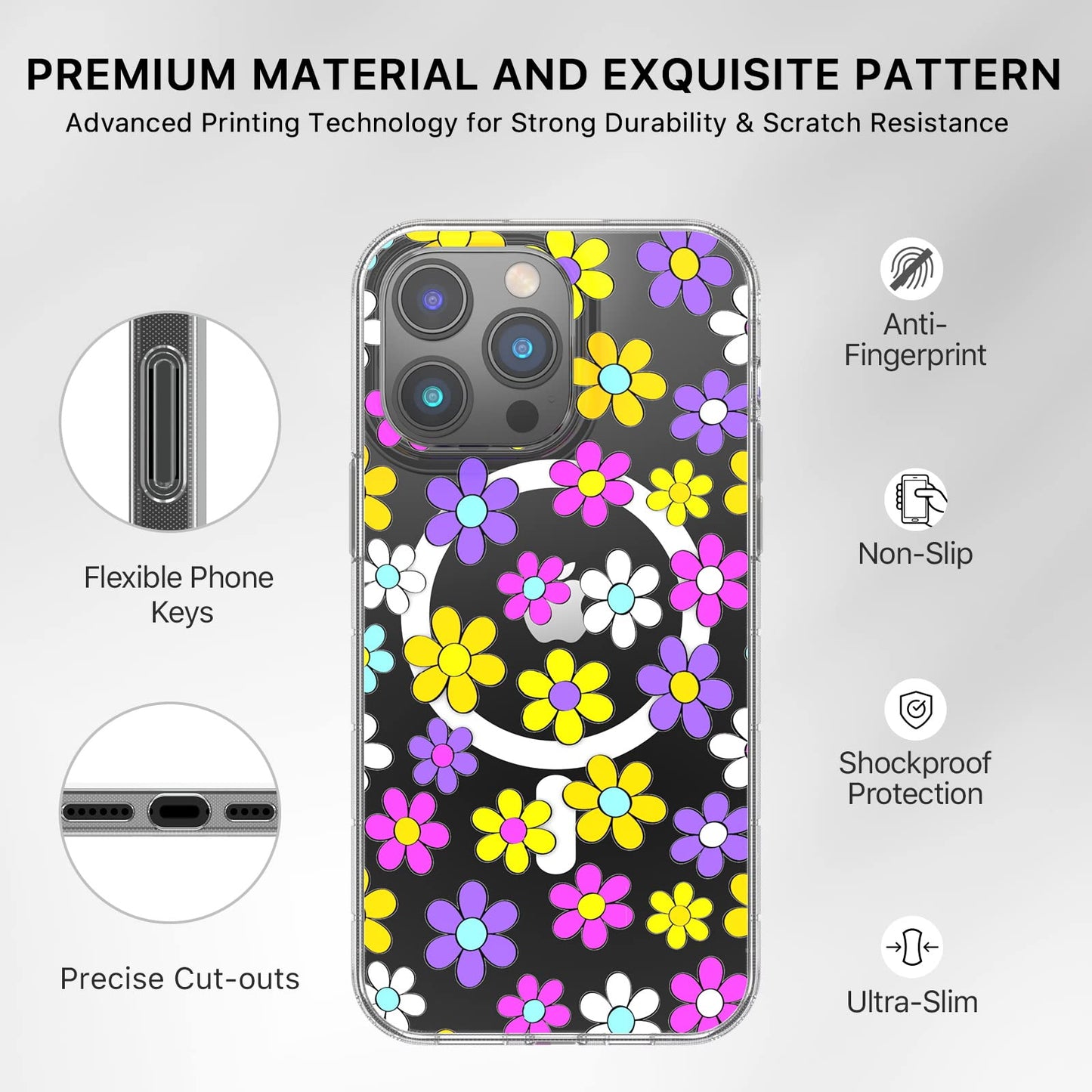Mybat Pro Magnetic Slim Clear Case For Iphone 14 Pro Case 6.1, Compatible With Magsafe, Cute Crystal Mood Series For Women Girls