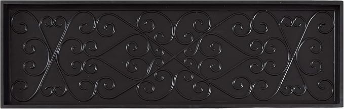 Anji Mountain AMB0BT4F-018 Black Rubber Boot/Shoe Tray with Coir, Fits 4 Pair (46.5" Wide), Rectangle Embossed Insert