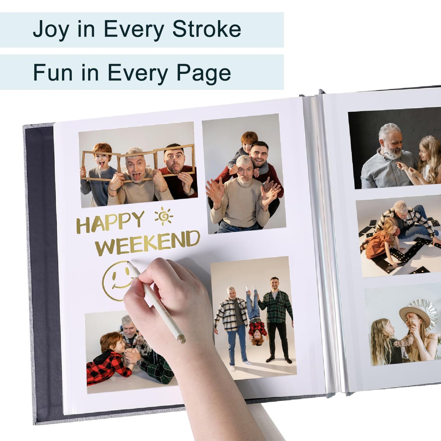Self Adhesive Scrapbook for Photo Albums 4x6 Pictures, Linen Cover Arch Display Window Scrapbook 40 Blank Pages, DIY Scrapbook Photo with A Metallic Pen, Memory Book for Baby Wedding Anniversary Green