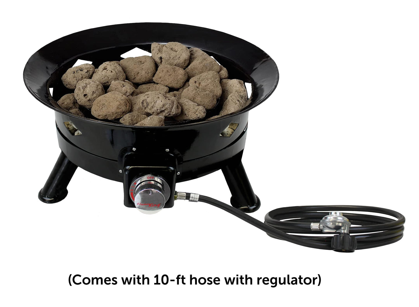 Flame King Smokeless Portable Propane Fire Pit Bowl, 24 inches, 58K BTU with Propane Grip Scale, Self Igniter, Cover, & Carry Straps for RV, Camping, & Outdoor Living