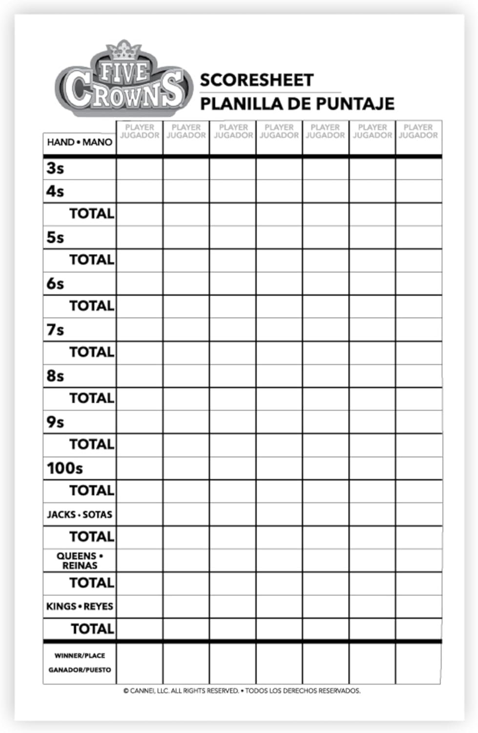 Playmonster Five Crowns Scorepad – 130 Page Replacement Score Sheet, Card Game Score Card, Tracks 7 Players at Once, Gift for Kids, Birthday Gifts