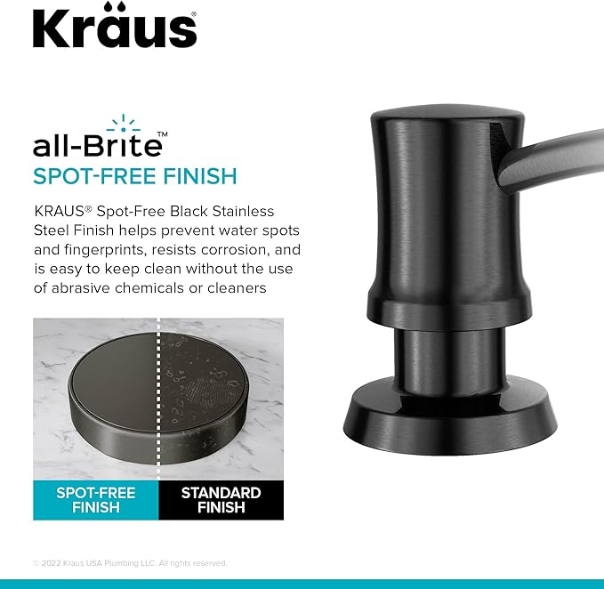 KRAUS Kitchen Soap and Lotion Dispenser in Spot-Free Black Stainless Steel, KSD-54SFSB