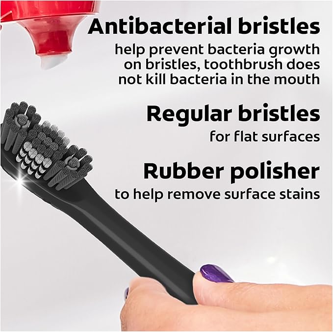 Colgate 360 Power Charcoal Replacement Toothbrush Heads, Works with Any 360 Battery Toothbrush, Features Soft Bristles and a Rubber Polisher on Each Replacement Head, 2 Pack