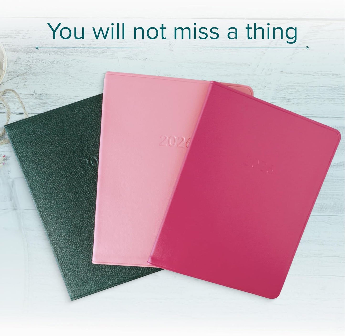 Harbor Large Weekly Monthly Planner 2025-2026 - Calendar Planner and Notebook, Durable Faux Leather, 192 Pages, Softcover & Book Bound - Cambridge Jade - 9.75 x 7.5 "