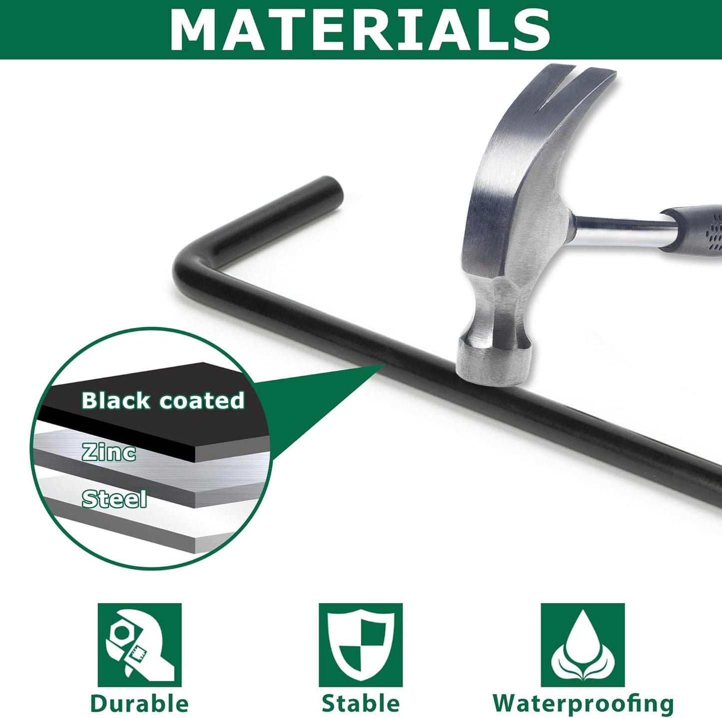 12" Heavy Duty Cane Bolt Gate Drop Rod for Vinyl Gate Latch, Cane Bolts for Gates for Wood PVC Vinyl Metal Fences Gates-1 Pack