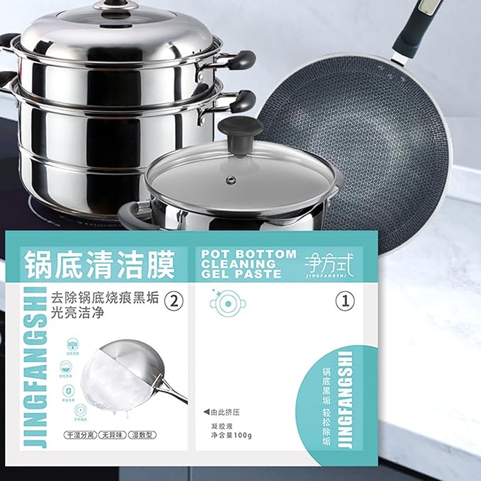 Stainless Steel Pan Cleaner, Degreaser cl-ea-ner, Stainless Steel Cookware Cle-, Rust Stain Remover Pot Cleaning Stickers,Black Streak Remover, Oven Cleaner For Home, Kitchen