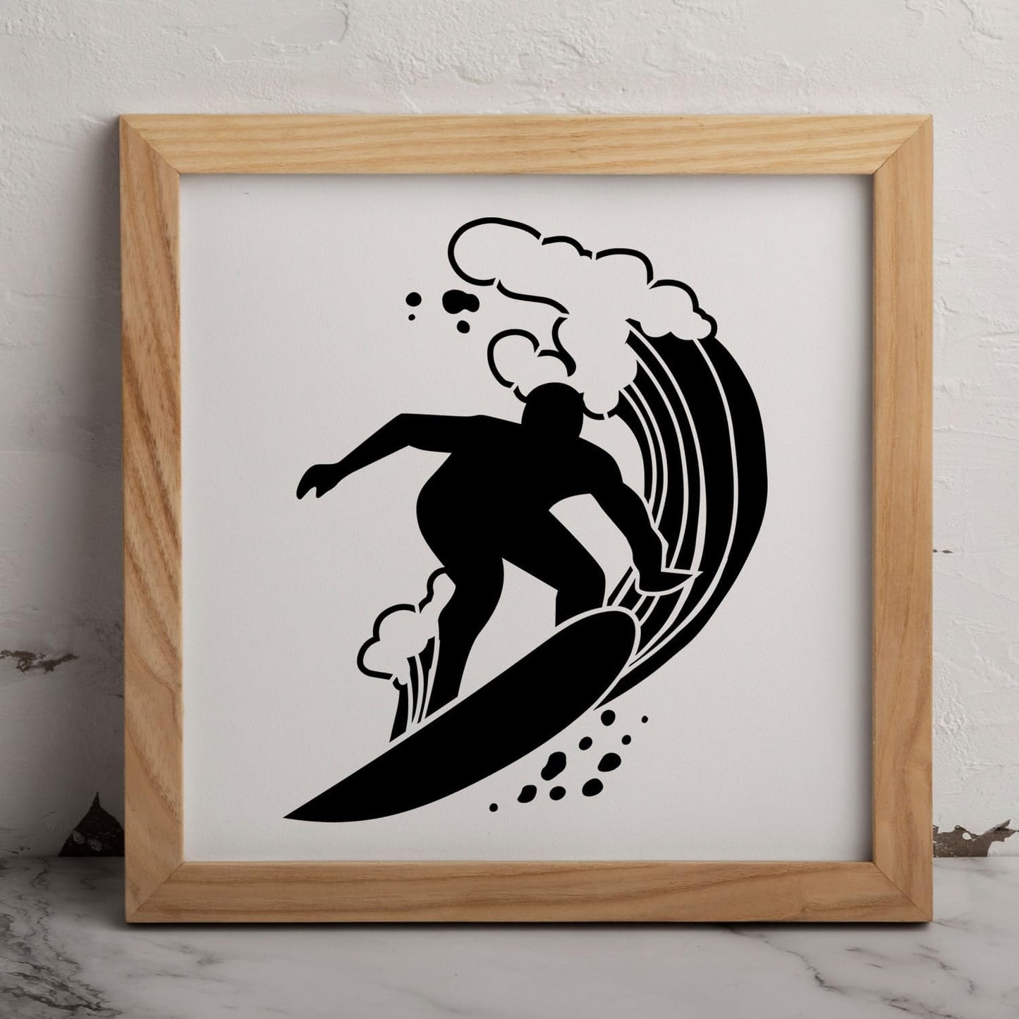 MAGJUCHE Surfing Waves Stencil 6 Inches, Reusable Surf Stencil for Painting DIY Crafts Decor