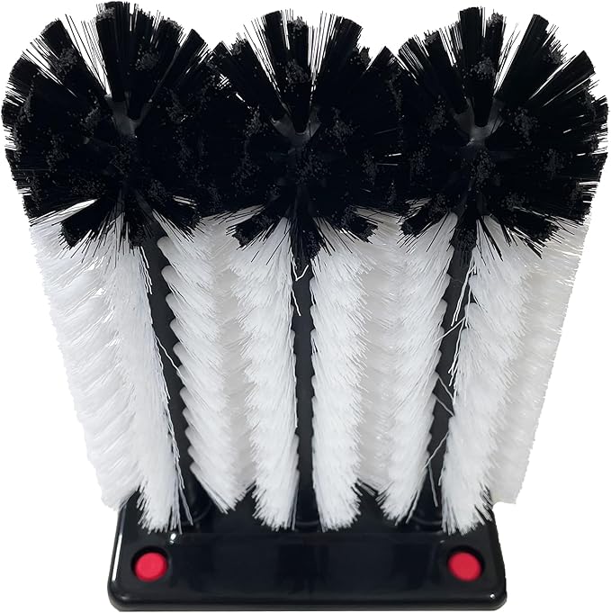 Water Bottle Cleaning Brush - 2 Pack - 3 Brush Bar Glass Cleaner - for Large Cups Glasses and Bottles - Suction Cups for Stable Grip on Sink, Bar and Kitchen Top - Includes 2X Cleaning Cloths
