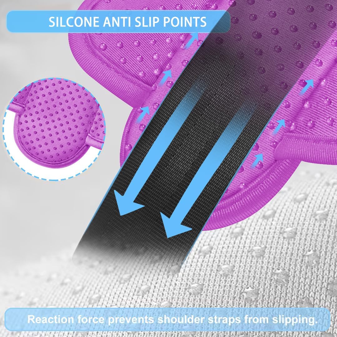 ZINZ 2-Pack Universal Shoulder Pad with Ultra thick Cushion for Bag Luggage Bag Crossbody, Plus Long & Anti-Slip & Breathable,Purple-2Pack