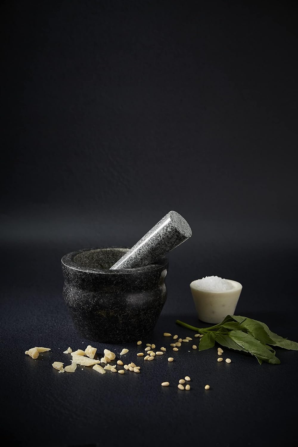 Cole & Mason 5.5-inch Granite Mortar & Pestle - Unpolished Stone Mortar & Pestle for Kitchen - Small Grinding Bowl for Herbs and Spices - Black, 8 pounds