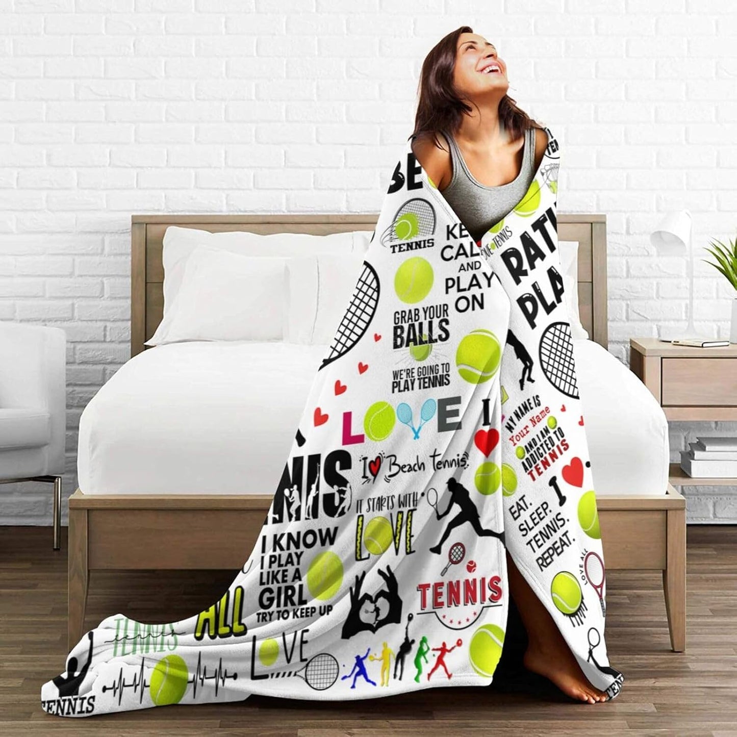 Tennis Blanket Soft Cozy Flannel Throw Blankets Bedding Tennis Lovers Merch Gifts for Boys Girls Women Adults Gifts 50"X40"