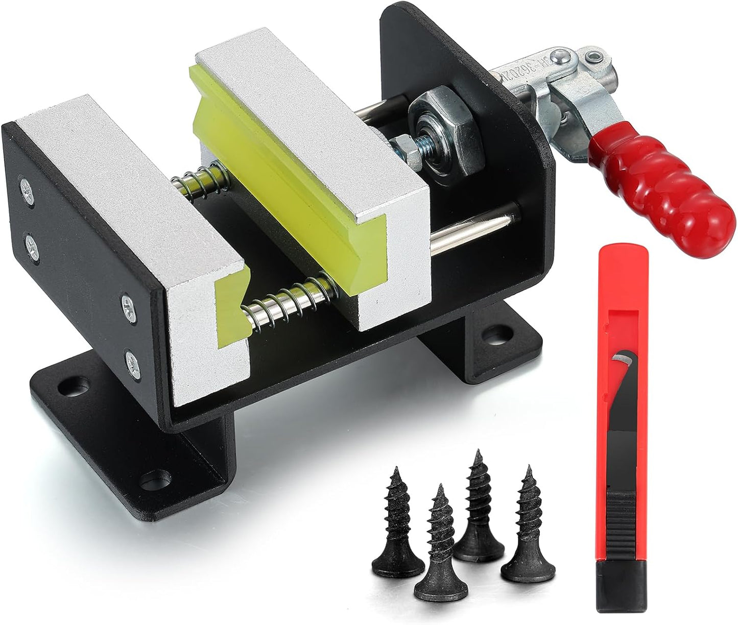 Golf Club Regripping Pro Kit - Heavy-Duty Aluminum Vise Clamp with Hook Knife, Quick Release Shaft Vice, Non-Slip Rubber Handle Golf Grip Replacement Tools Hand-Operated Locking Clamp Tools