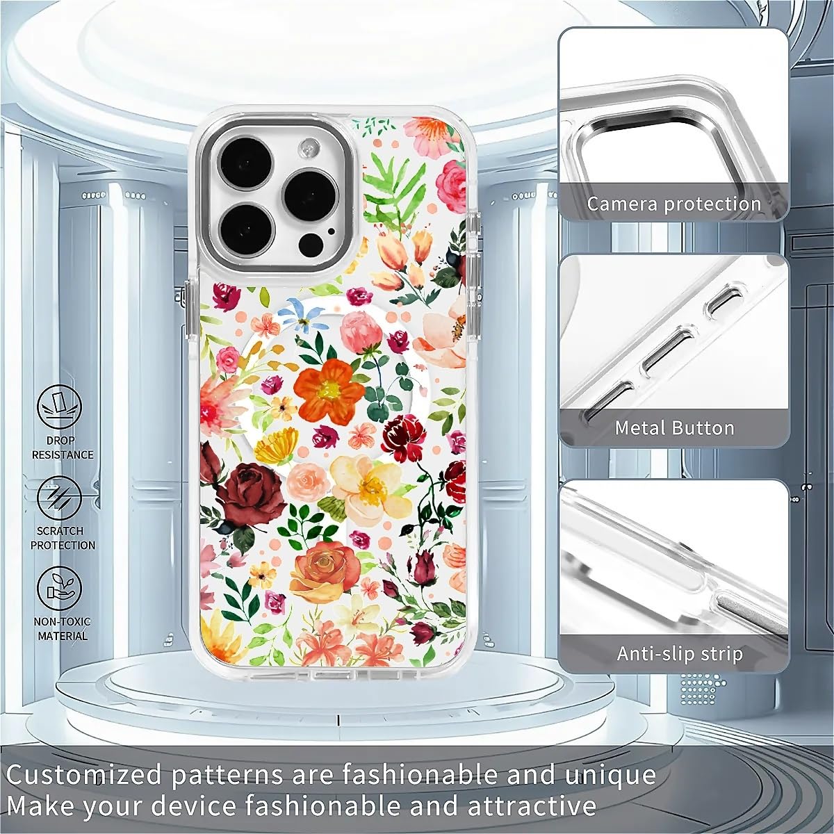Okbuok For Iphone 15 Pro Max Case [Compatible With Magsafe],Girls Women Clear Magnetic Case Silicone Shockproof Protective Cover
