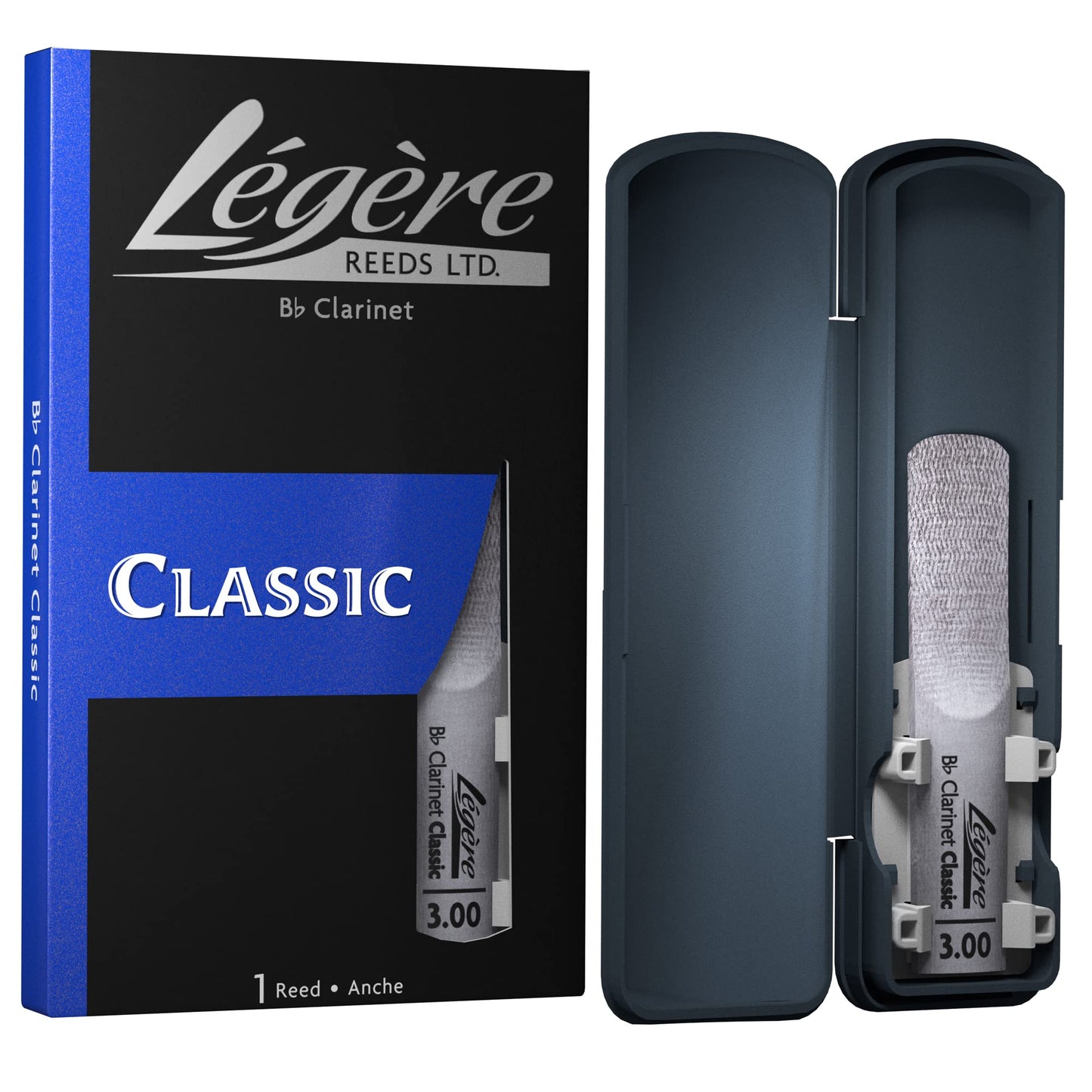 Légère Reeds - Bb Clarinet Reed, Classic, Strength 3.00 (BB3.00) - Easy-playing, Durable, Synthetic Student Clarinet Reed -Like New