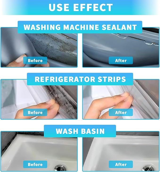Household Stain Cleaning Gel Kit – 14 FL Oz / 10 in 1 Premium Cleaning Set – Thick Gel Formula for Washing Machine Seals, Tile Grout, Bathroom, Kitchen, Sink – Includes Brushes, Cloth & Gloves