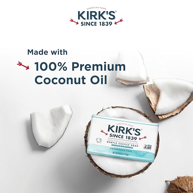 Kirk's Fragrance Free Castile Bar Soap (Pack of 3)