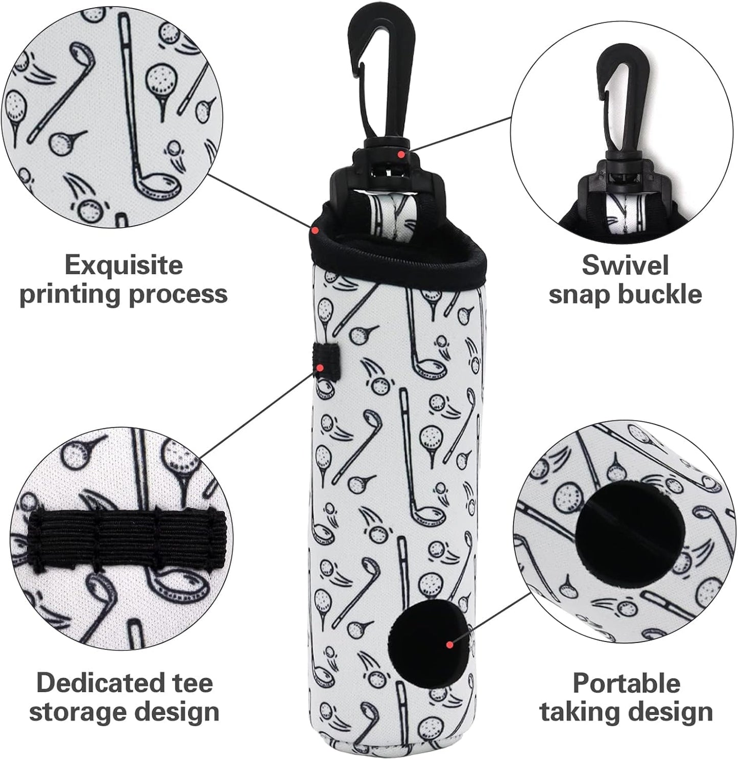 Golf Ball Holder Golf Tee Holder Golf Ball Carry Bag Pouch with Light Weight Hook Keychain Belt Clip Portable Golf Accessories for Ladies Girls 2 Pack