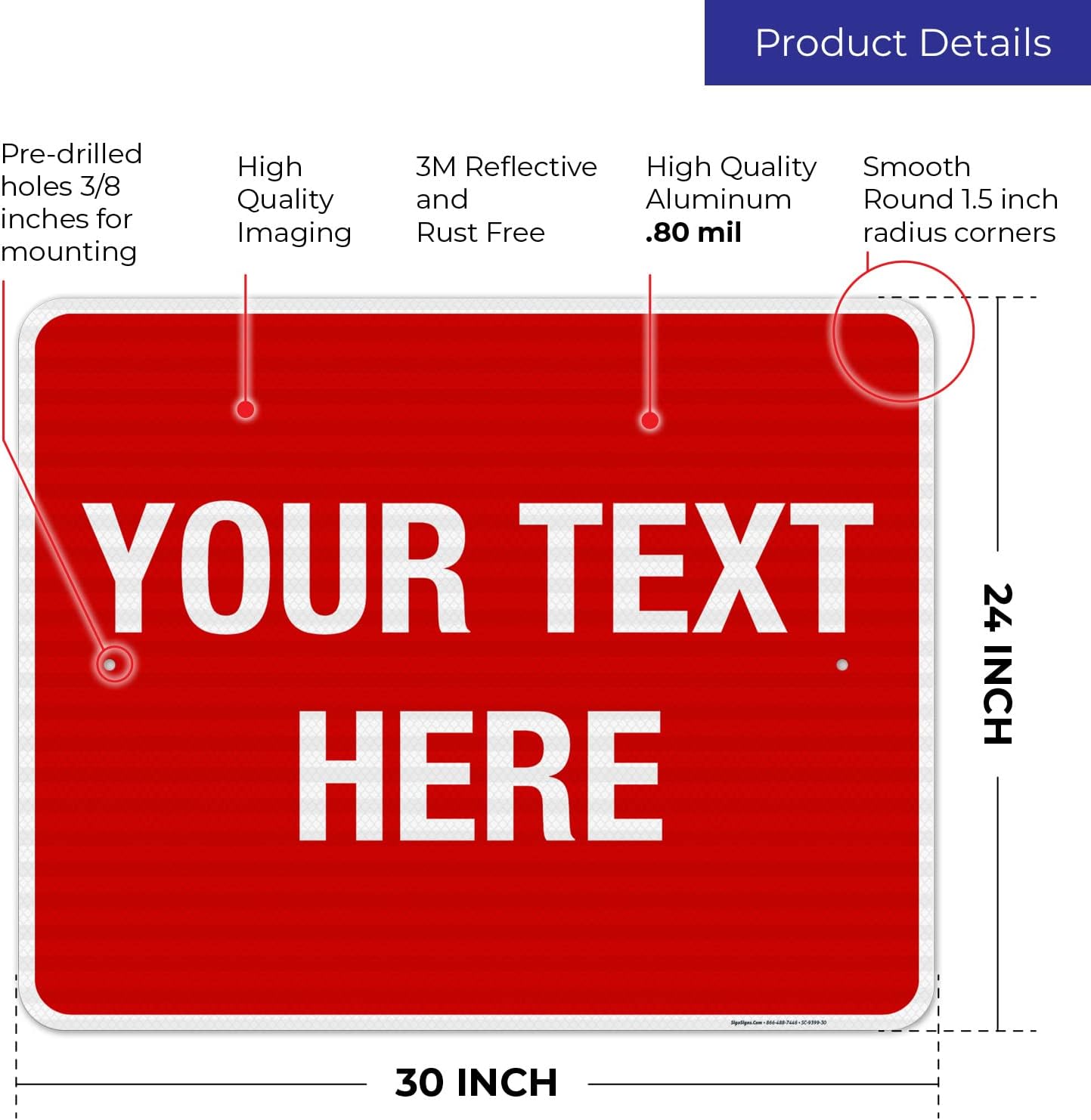 Personalized Custom Red Background Customize for Office, Business, Workplace, Home, Airbnb, Delivery Sign, 24x30 Inches, 3M EGP Reflective .080 Aluminum, Fade Resistant, Made in USA by Sigo Signs