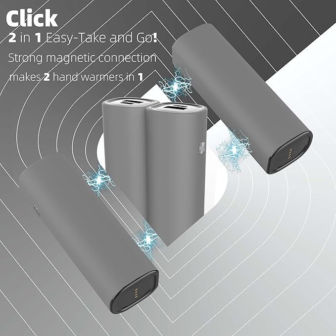 Hand Warmers Rechargeable 2 Pack, 10000 mAh Electric Hand Warmer,360°Surround Heat Magnetic Electric Handwarmer,3 in 1 Reusable Electric Heater & Power Bank with Fast Charging Station