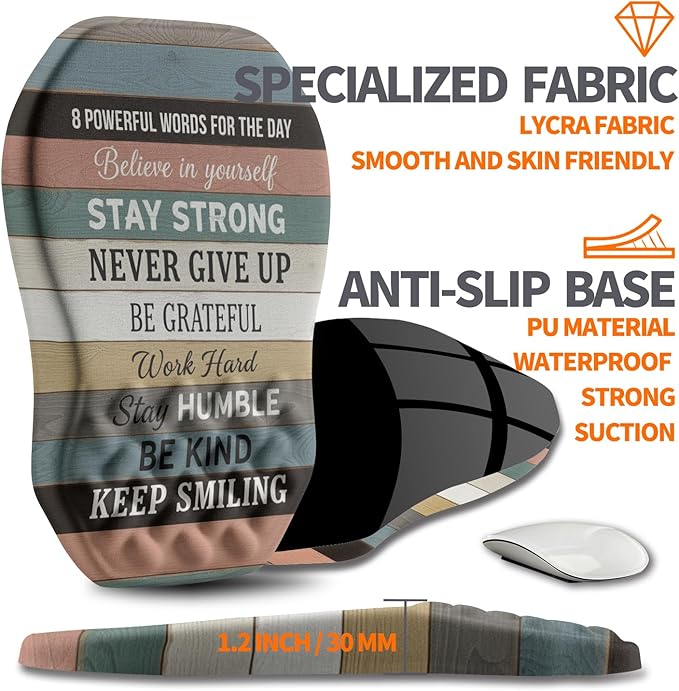 Ergonomic Slope Mouse Pad Wrist Support, Wrist Rest Mousepad for Carpal Tunnel Pain Relief with Massage Bulge and Slow Rebound Memory Foam (12x8 inch, Inspirational Quote)