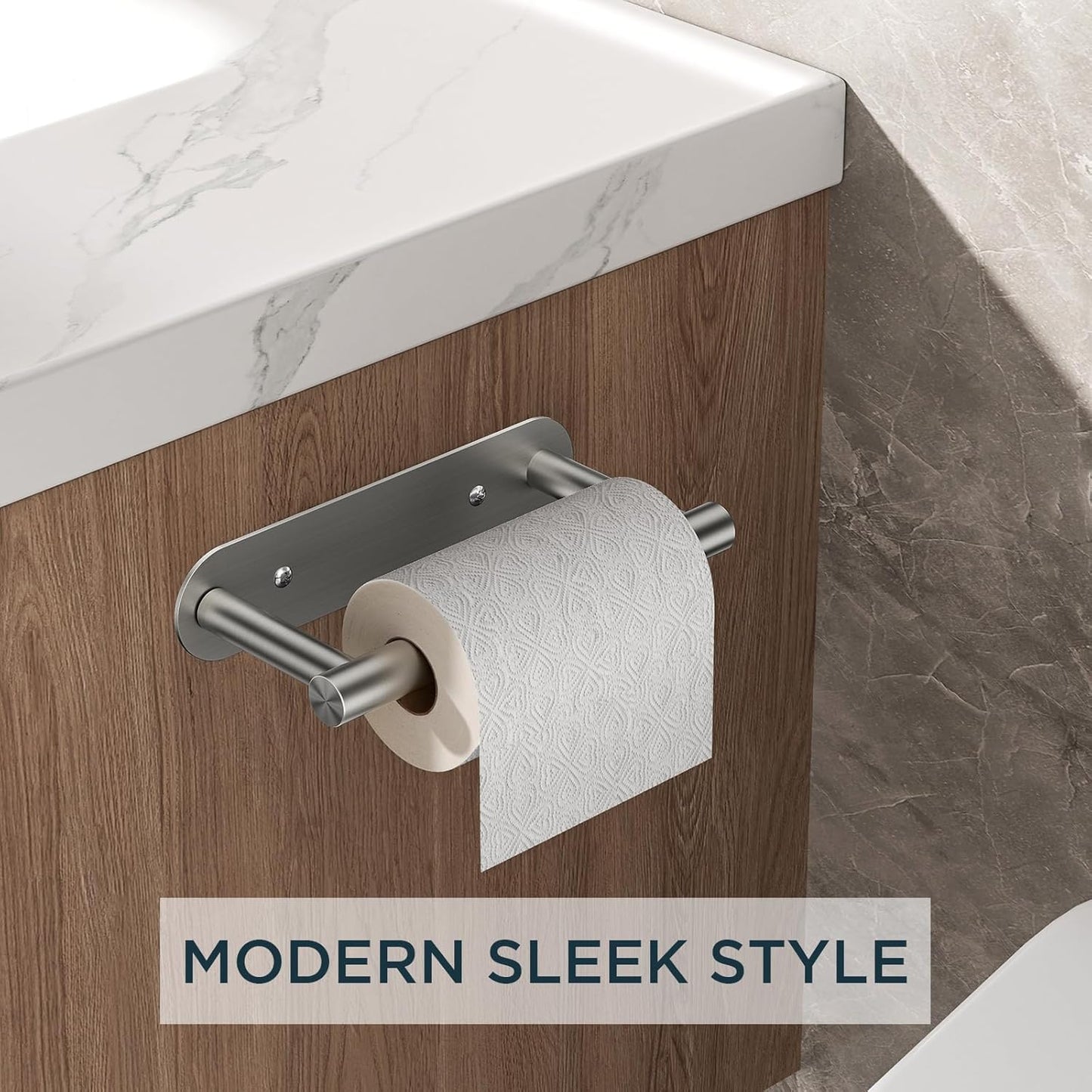 FORIOUS Toilet Paper Holder, Adhesive or Screw Wall Mount Pivoting Tissue Roll Holder for Bathroom, Stainless Steel Rustproof Self Adhesive Toilet Paper Roll Holder no Drilling, Brushed Nickel