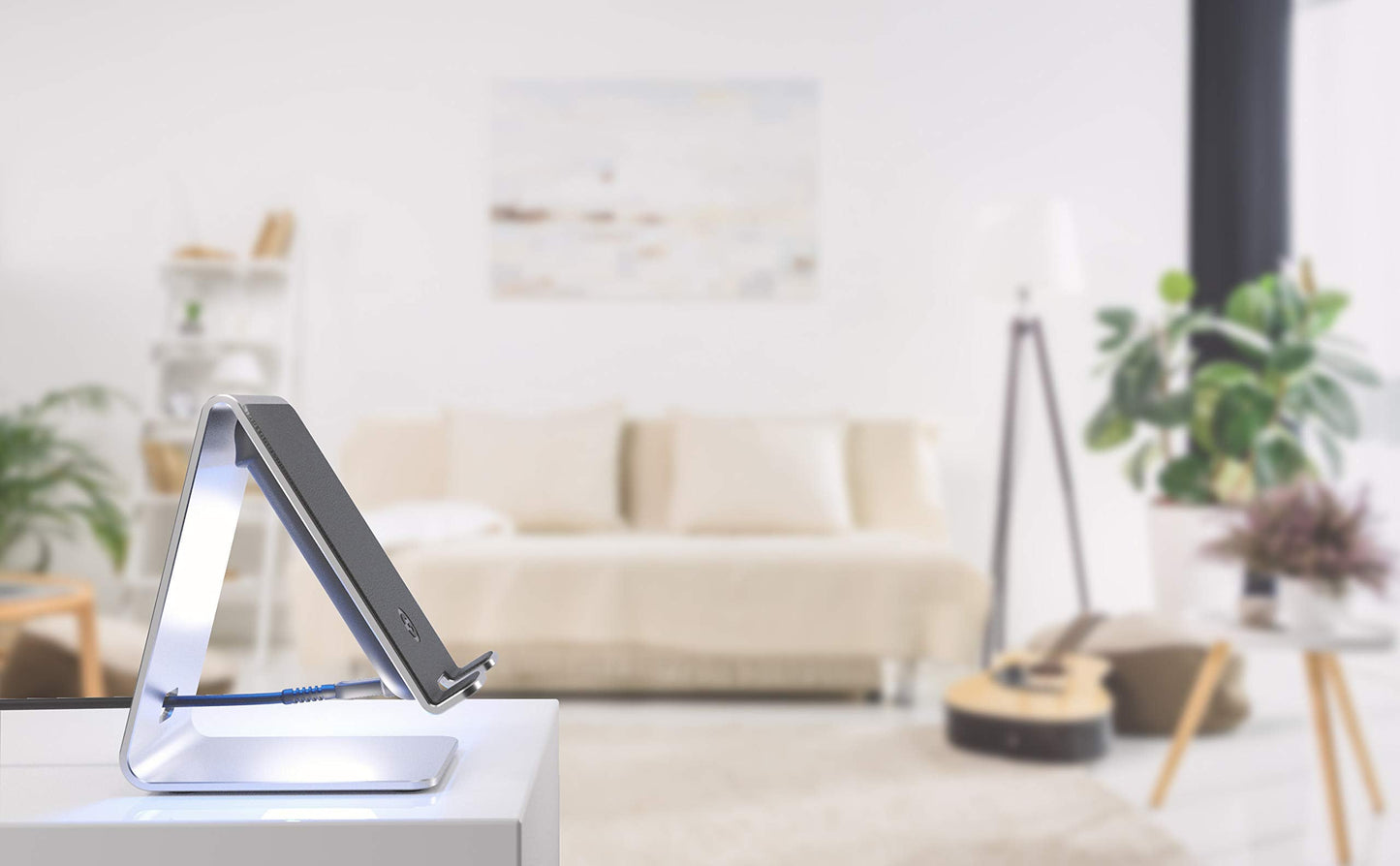 Encased Powerstand Wireless Charging Stand With Dimmable Led Backlights - Desktop Charger For Iphone, Android And Galaxy Phone M
