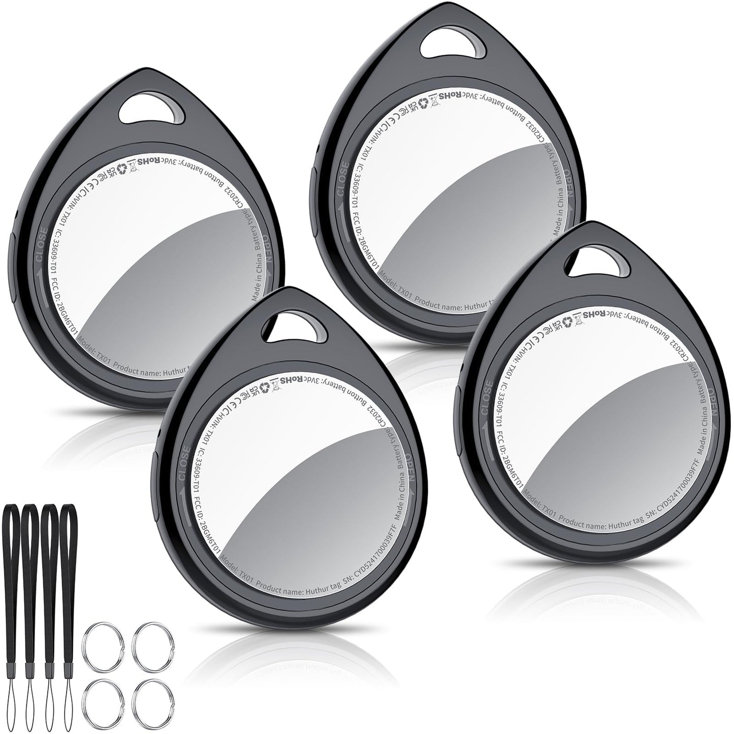 Air Tracker Tag, Bluetooth Item Finder (iOS Only) (4 Pcs/Black)